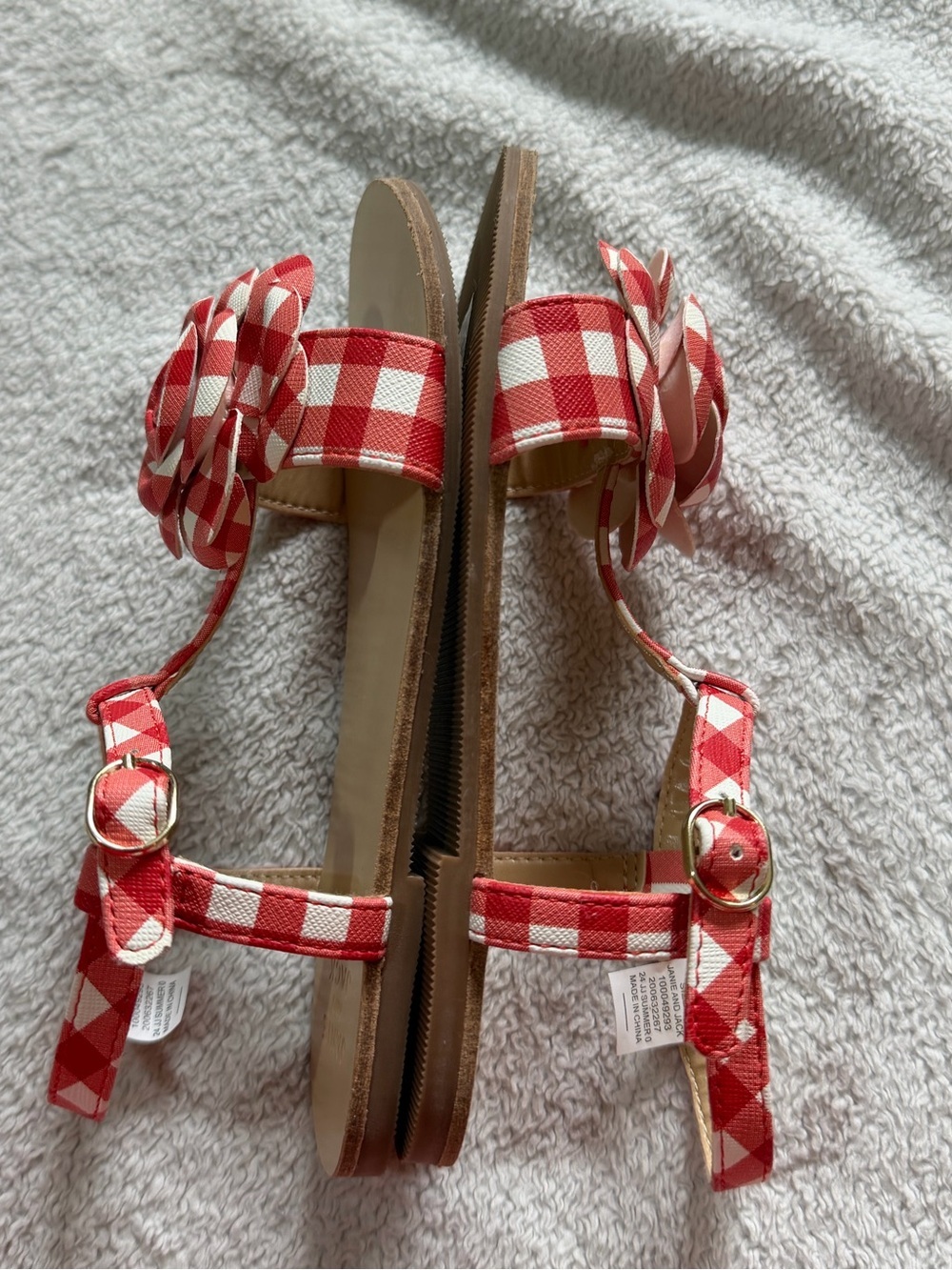 Janie and Jack | Red Gingham Rosette Sandals | Size 12 - Picture 8 of 11